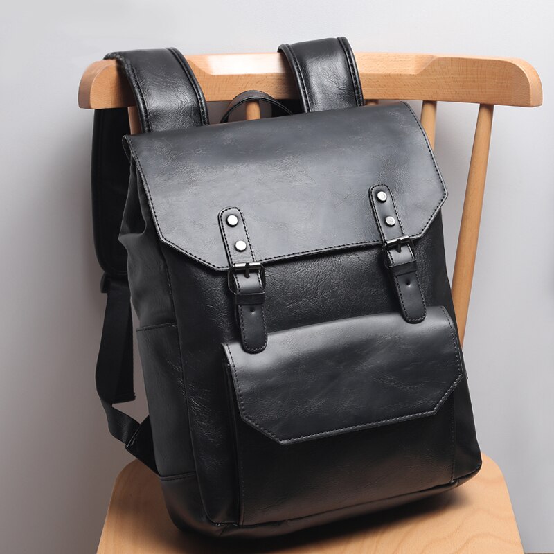 Katypaul mærke læder mænd rygsække afslappet dagsække dreng vintage laptop skulder skoletaske koreanske rejsetasker mochila