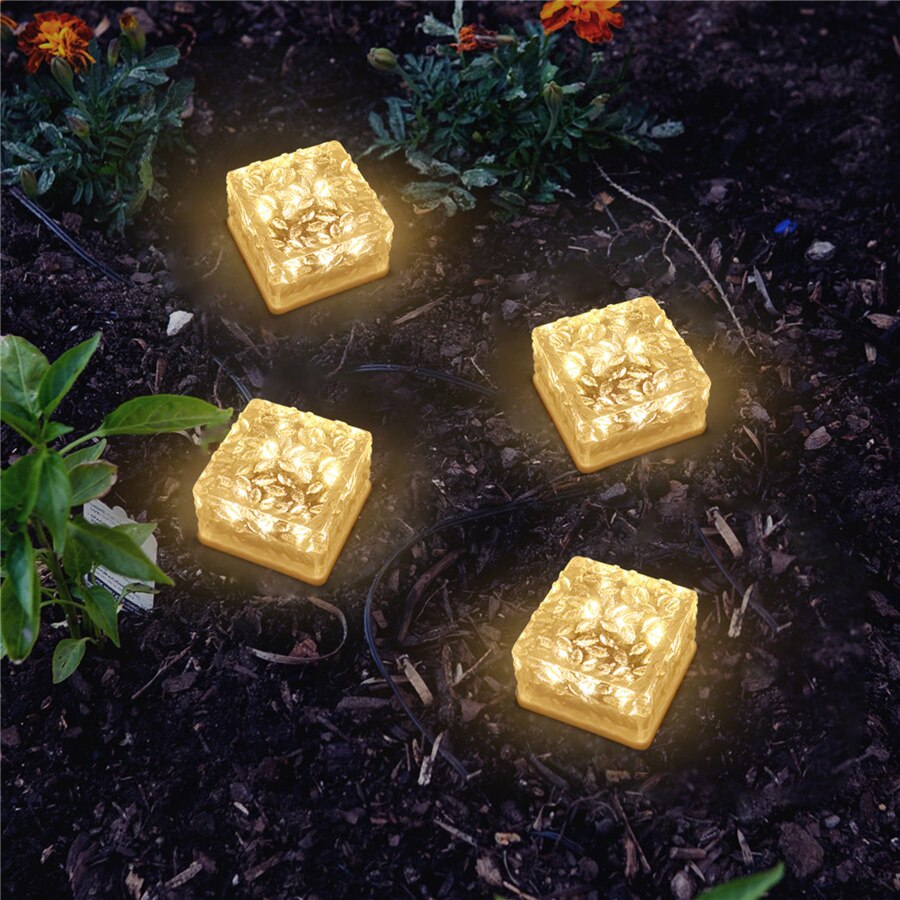 Outdoor Solar Led Ground Light Waterproof Garden Lanscape Acrylic Brick Lamp Solar Ice Cube Light for Pathway Stair Backyard