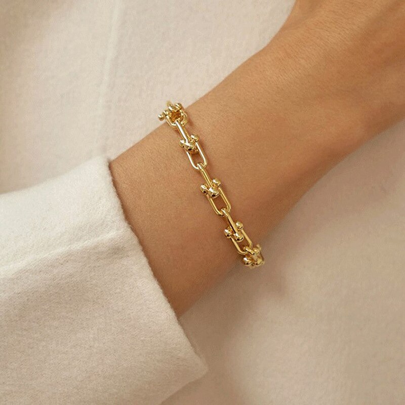 U Vorm Ketting Goud/Zilveren Armbanden Voor Vrouwen Meisjes Zomer Vrouwen Armbanden Femme Zilver 925 sieraden
