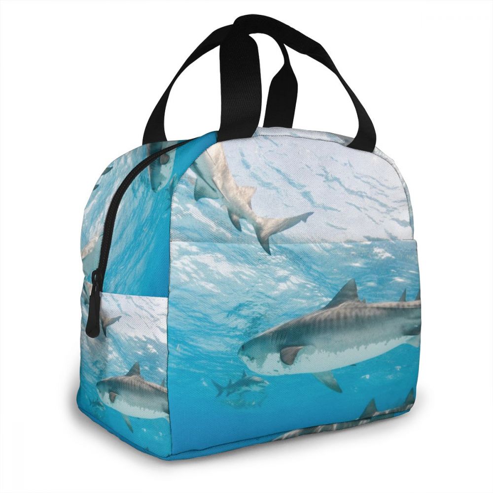 Fantasy Shark Underwater World Lunch Bag Portable Insulated Thermal Cooler Bento Lunch Box Tote Picnic Storage Bag Pouch