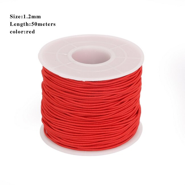 Dia cordon élastique rond en perles de 0.8/1.2/1.5mm, fil extensible, ficelle/corde pour fabriquer des colliers, Bracelet, fourniture de matériel bijoux à bricoler soi-même: Red  50m