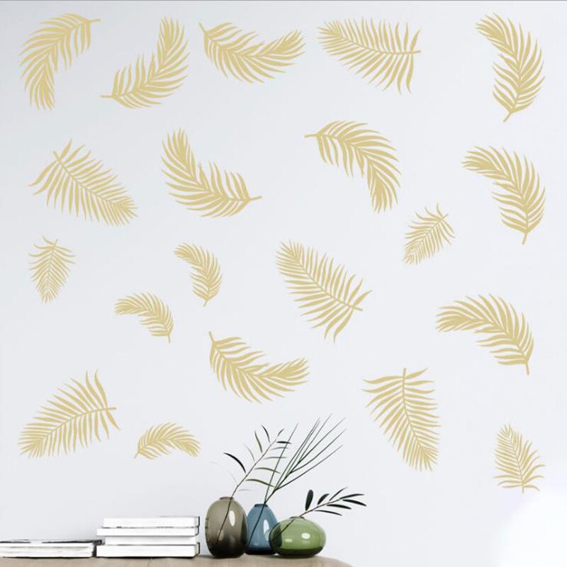 DIY Gold Palm Leaf Tropical Wall Decals Living Room Home Decor Vinyl Wall Stickers Decoration Removable Mural Art Posters
