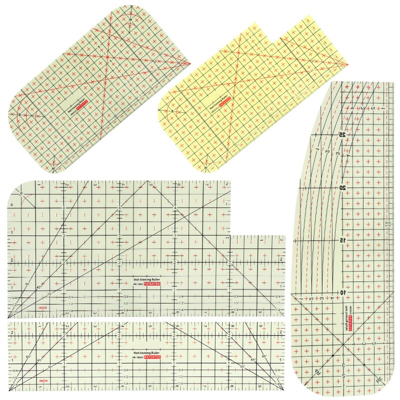 5 Styles Heat Resistant Ruler Household Ironing Tool Ironing Ruler Patchwork Tailor Ruler Sewing Supplies Measuring Tool