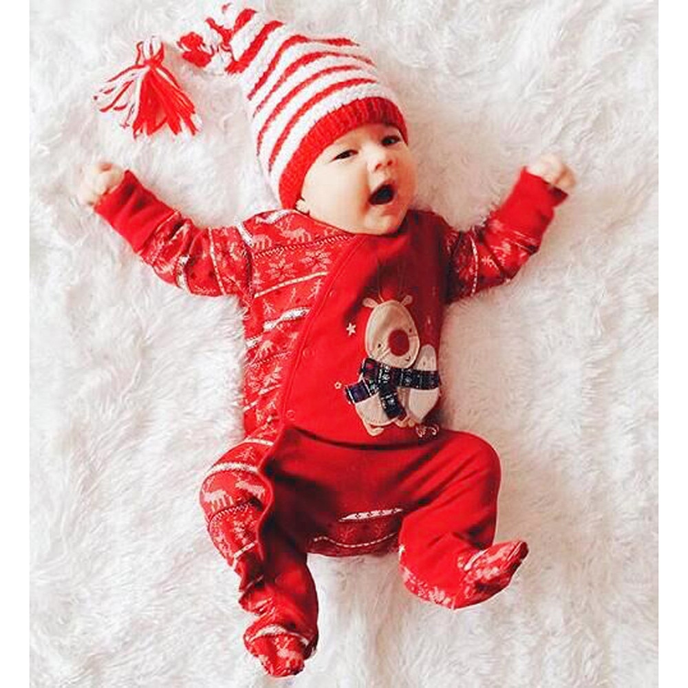 Pelele navideño para niños y niñas mono con estampado de ciervos, disfraz de bebé recién nacido, Mono para niño pequeño, ropa de invierno 19Sep