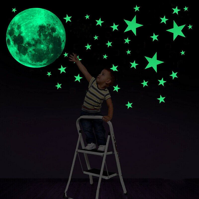 Lichtgevende Maan En Sterren 3D Muursticker Voor Kinderkamer Woonkamer Slaapkamer Decoratie Thuis Decals Glow In The Dark muurstickers