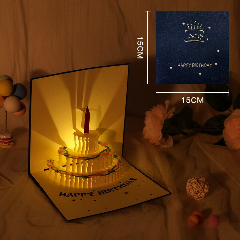 3D Music Birthday Card For Girl Kids Wife Husband Pop-Up Greeting Cards Postcards Handmade Greeting Card: YHK04