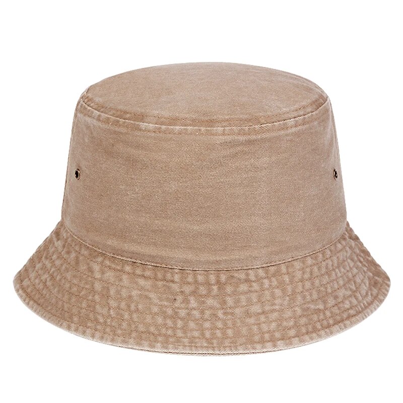 Unisex Light Board Washed Personality Bucket Hats Fishermen Caps Outdoor Casual Cap Sunscreen Hat: Khaki