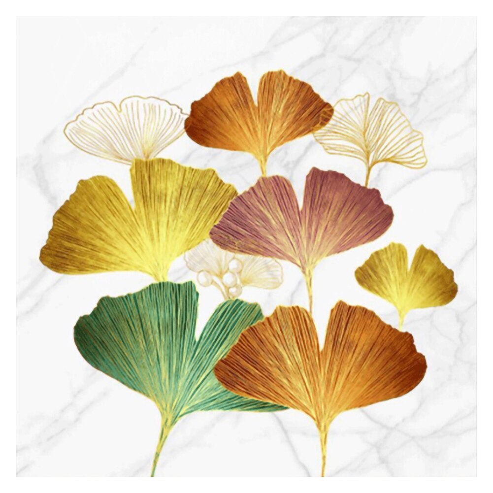 Ginkgo Blad Kruissteek Stilleven Serie Kit Ecologische Katoenen Draad 11CT Gedrukt Borduurwerk Diy Decoratie 60x60cm: G 50X50cm