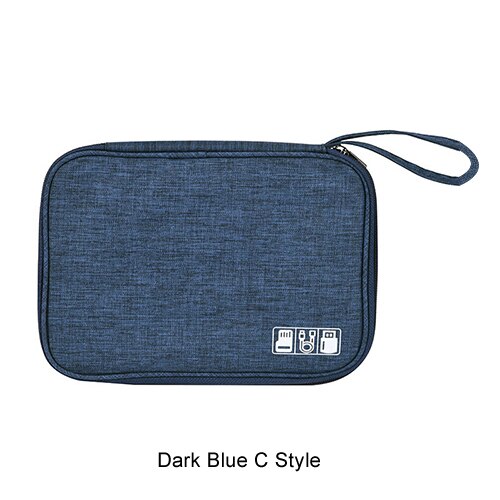 Charger Wire Electronic Organizer Travel Cable Wire Digital Bag Women Wardrobe Suitcase Luggage Gear Organizer Pouch Accessories: C Style Dark Blue