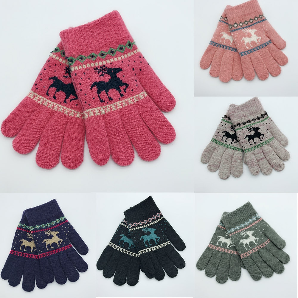 Di natale Dei Bambini di Inverno Caldo Del Fumetto Dei Cervi di Finger Completa Mittens KnittedGloves A Mano Neonato Manicotto Delle Ragazze Dei Ragazzi Bambini dropshipping11.9