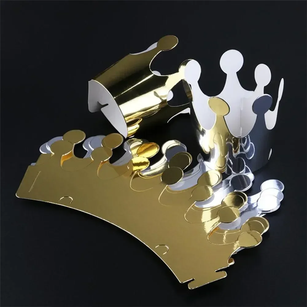 Chapeaux en papier joyeux anniversaire, 10 pièces, casquette, couronne de princesse Prince, décoration de fête pour garçon et fille, 5 pièces, couronne en argent/5 pièces en or