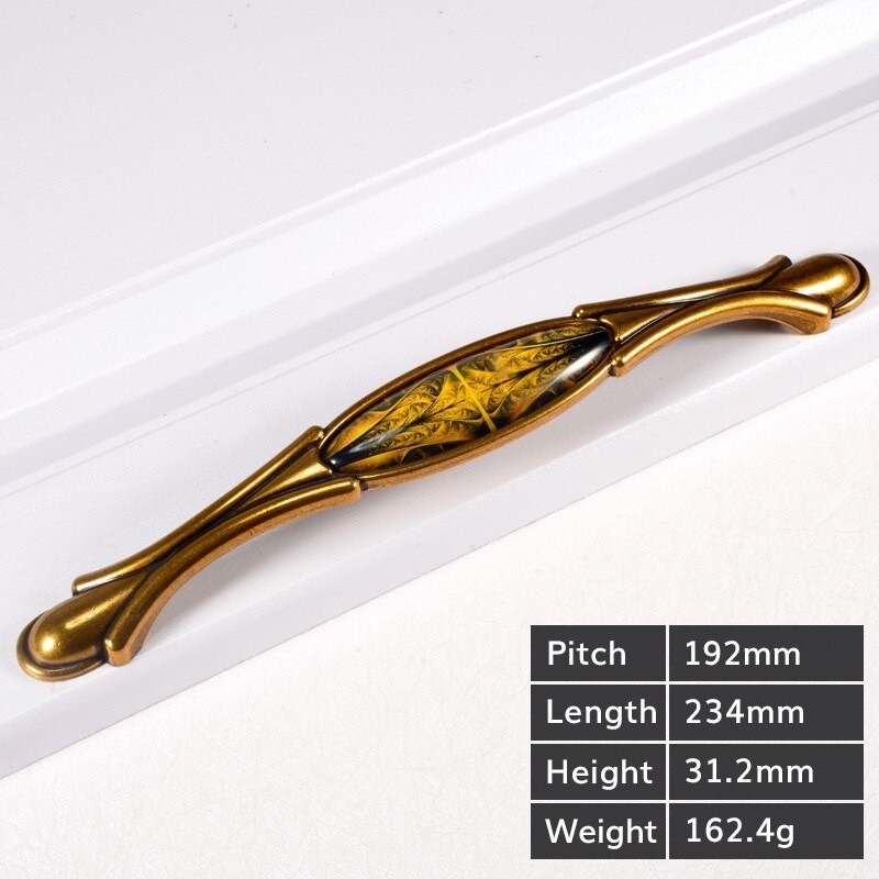 Vintage Tür Griffe Retro Bronze Küche Kabinett Knöpfe und Griffe Möbel Schrank Schrank Griff Schrank Schublade Knöpfe Zieht: Yellow-H-192mm