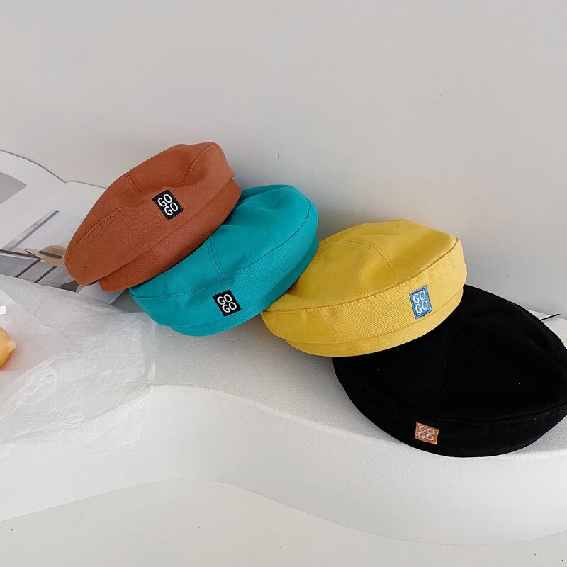 Béret pour enfants de 2 à 6 ans, chapeau de bébé avec lettres brodées, coréenne de printemps, couleur bonbon, accessoires pour enfants,