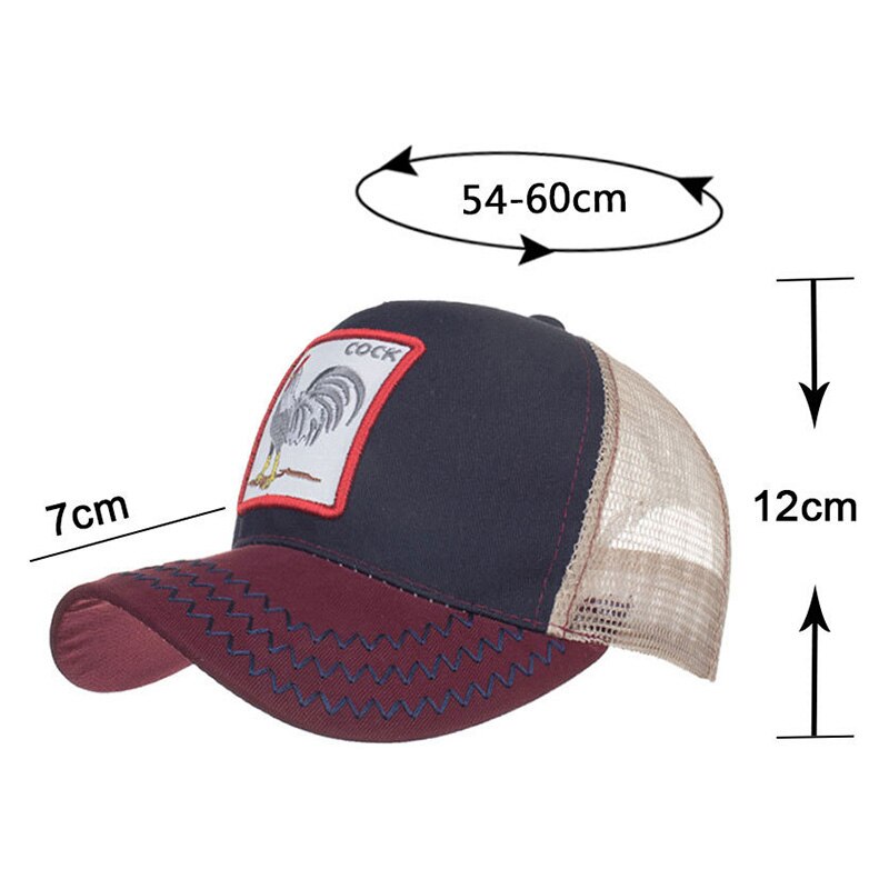 Gorra de béisbol transpirable con bordado de animales para hombre y mujer, gorro de béisbol con malla transpirable, unisex, XD88