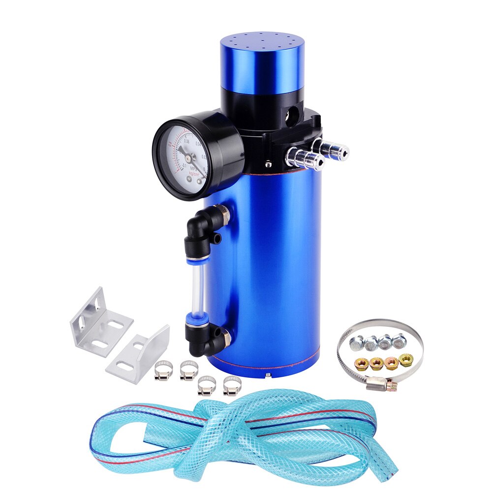 Universal Aluminum Oil Reservoir Catch Can Tank With Breather Filter Vacuum Pressure Gauge Kit