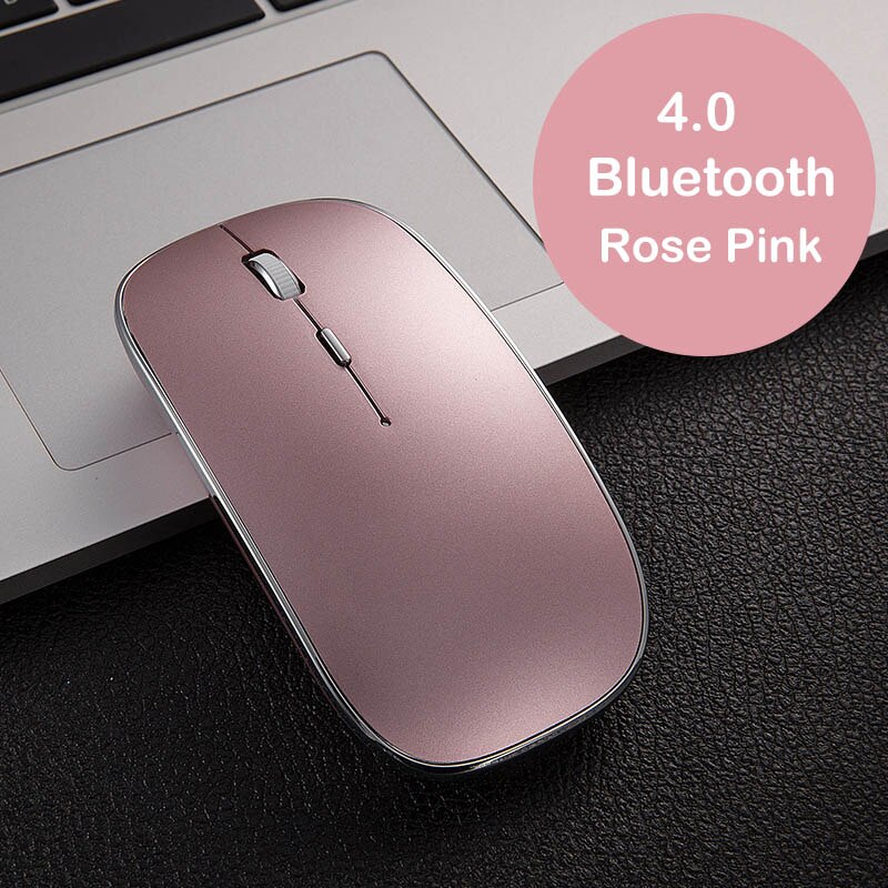 Mini Bluetooth Mouse Rechargeable Optical Silent Laptop Mouse for Apple Macbook Windows 10 OS,Wireless Bluetooth 4.0 Mouse: Rose Pink