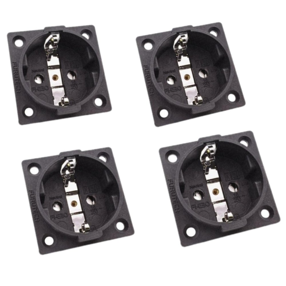 4 Pcs Furutech Schuko Socket FI-E30 (G) Vergulde/FI-E30 (R) rhodium Ac 250V 16A Eu Euro Zuiver Koper Neutrale Iec Inlaat