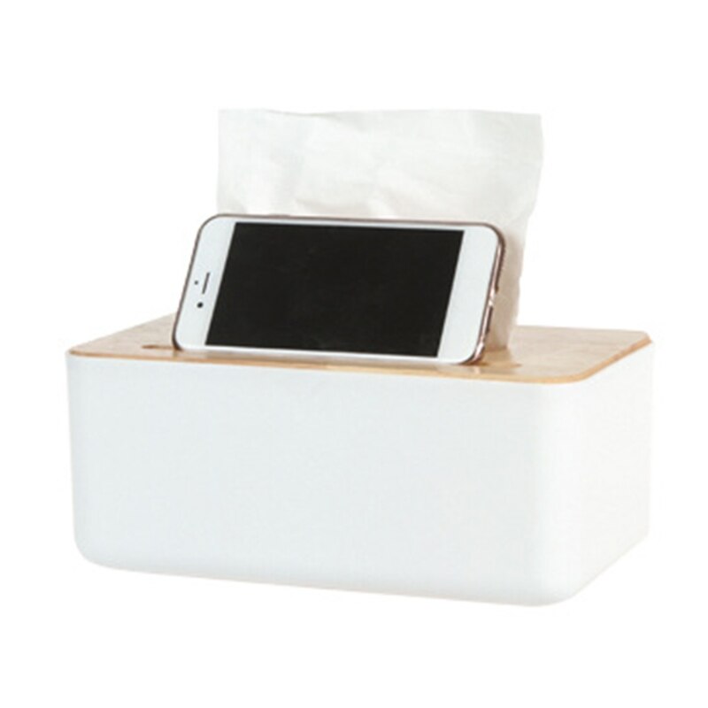 Multifunctional Car Oak Tissue Box Tissues Storage Container Mobile Phone Holder for Home Bedroom Living Room Bathroom