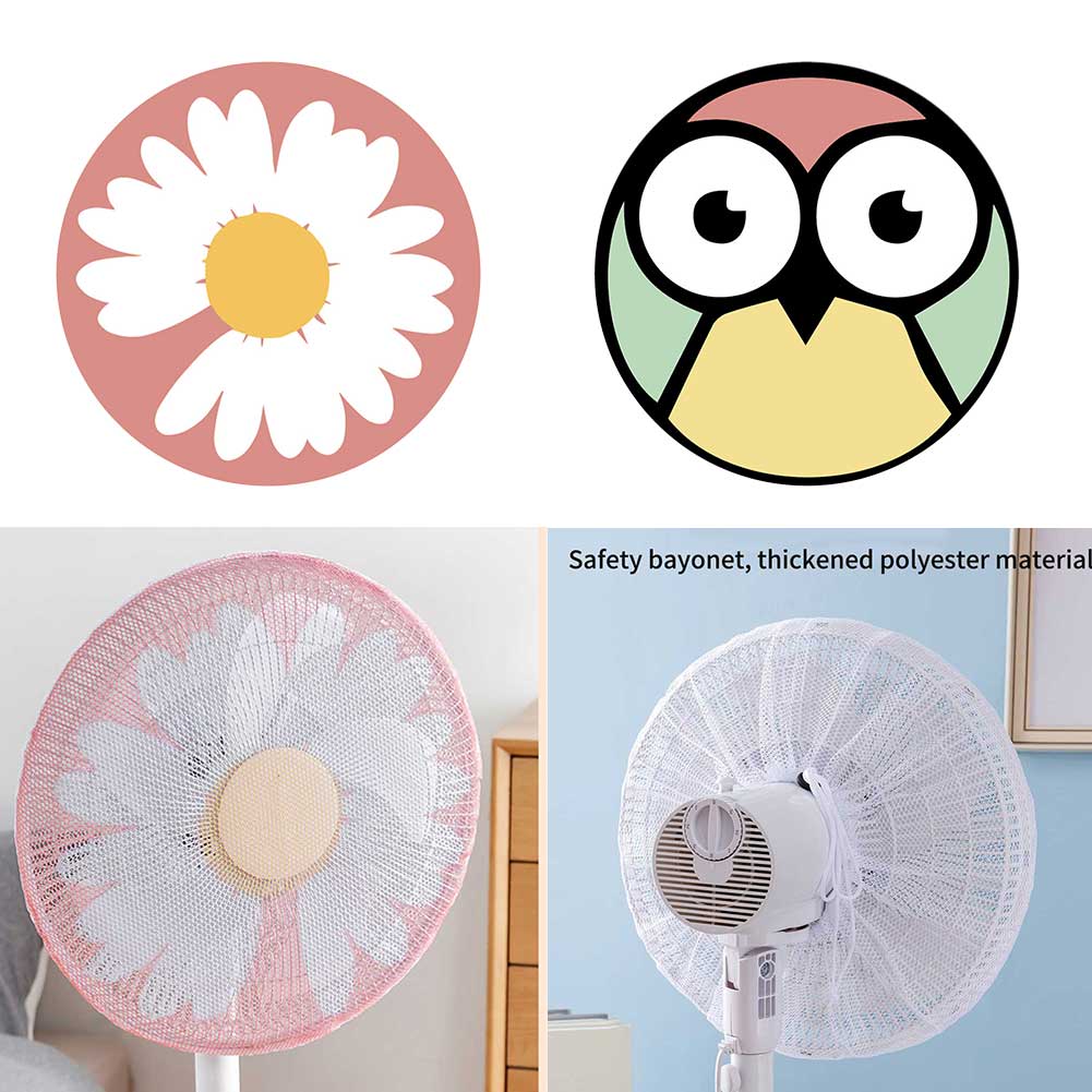 Anti-pinch Hand Guard Electric Fan Cover With Drawstring Child Protection Round Accessories Cartoon Household Net Dust Proof