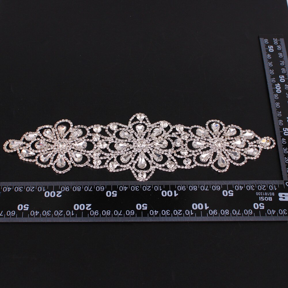 1 para brillant weiß kristall Applikationen stein quasten für Bekleidungs Kostüm Dekoration atemberaubend Strass Applikationen trimmen