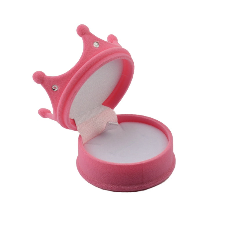 1-delige mooie kroonvorm fluwelen sieradendoos bruiloft verlovingsring doos display geschenkdoos houder voor oorbellen ketting armband: Bruin