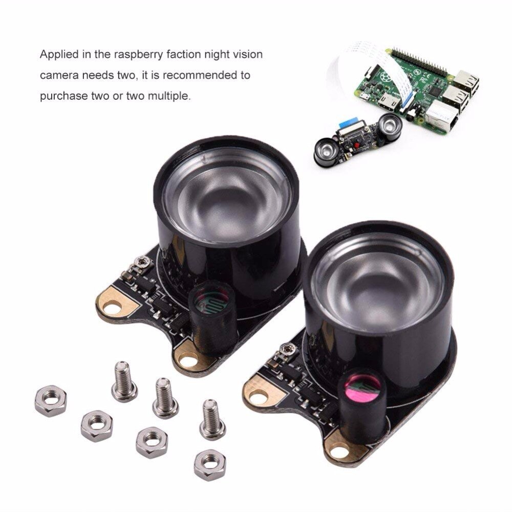 2PCS Camera Module Infrared LED Light, 3W IR Infrared Night Vision Camera Light for Raspberry Pi 3 Zero Camera