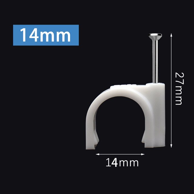 100 Pcs 4mm To 25mm Cable Steel Nail Line Card Card Wire Line Circular Cable Clips Trough Wire Fixing White Wire Retainer: White-14mm