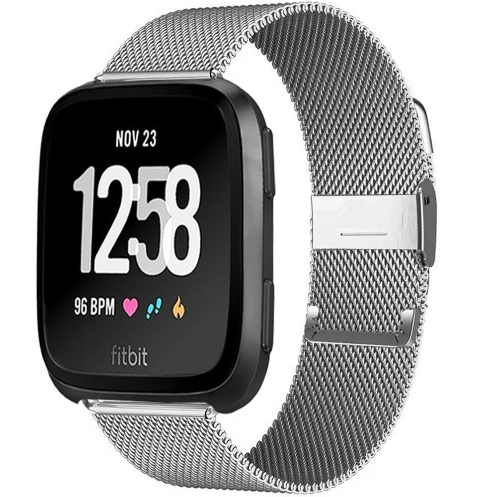 Milanese band for Fitbit Versa/Versa 2/versa Lite Strap Stainless Steel Bracelet Strap smart watch Accessories: silver / large size