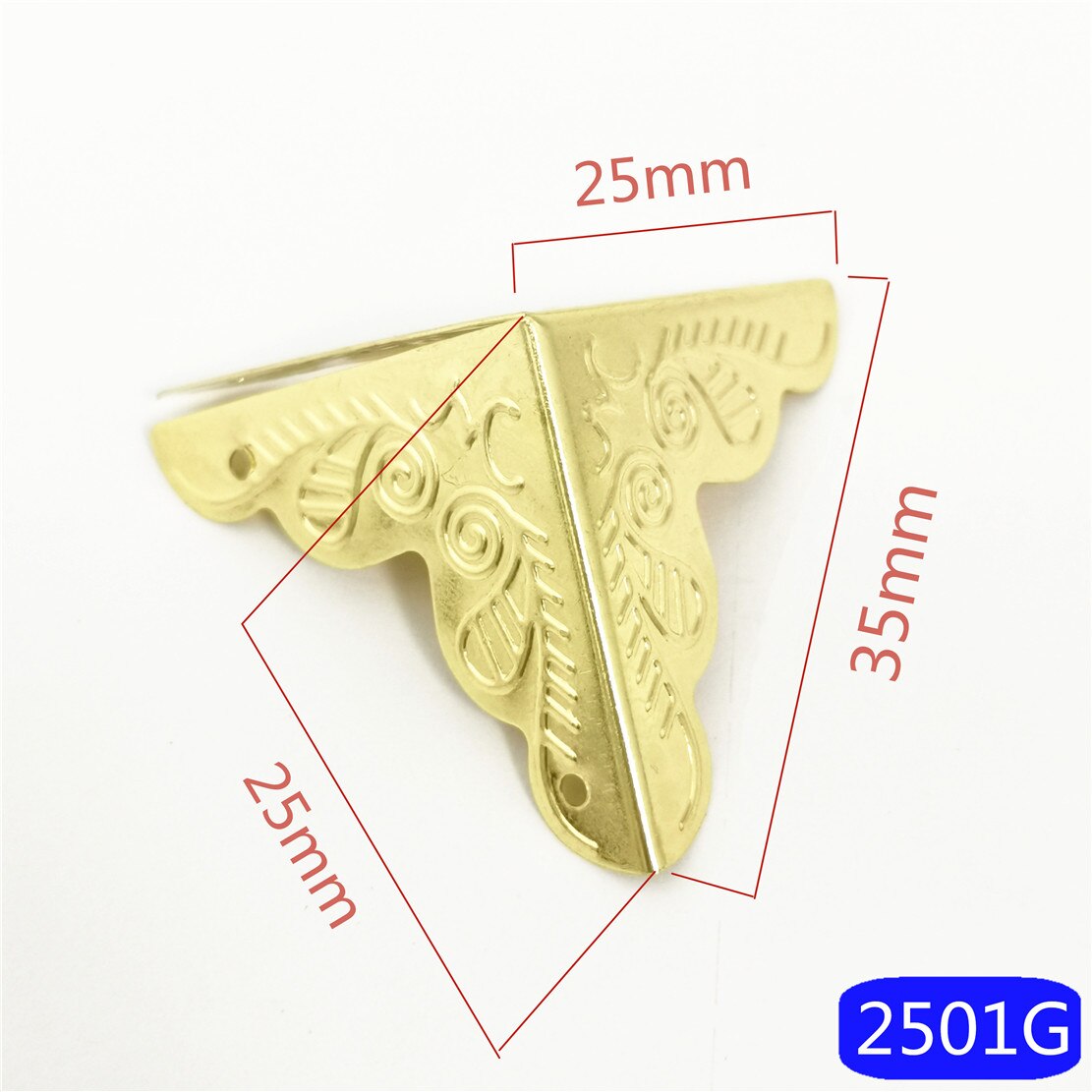 12 stks/partij Doos Hoeken Beugels Decoratieve Hoek Voor Meubels Decoratieve Driehoek Rotan Gesneden Antiek messing/Zilver/Gouden: Golden