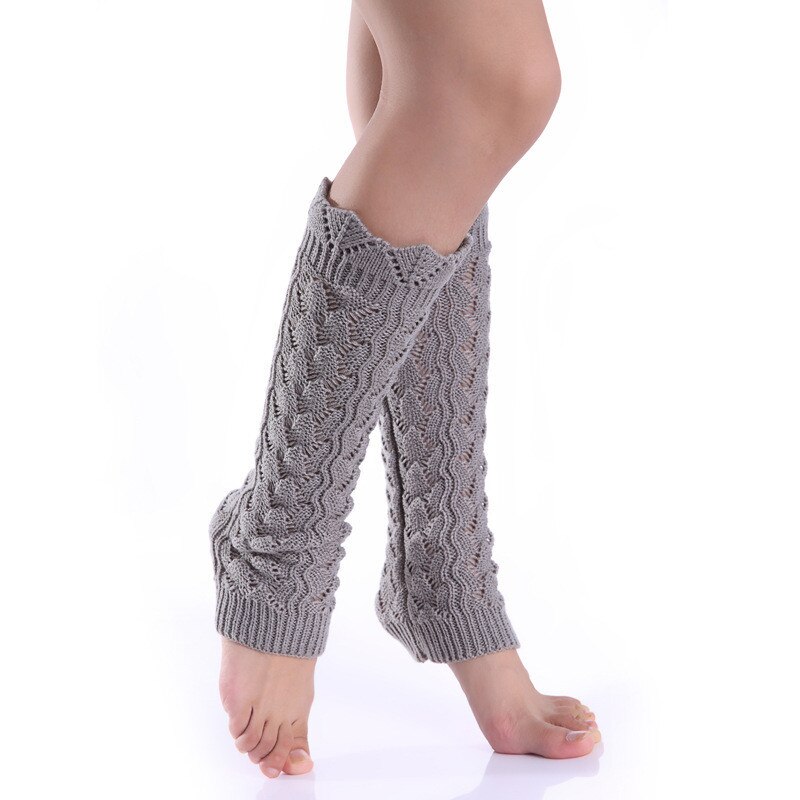 Creux ondulé bordure Imitation dentelle tricoté laine jambe couverture Pile Pile chaussettes femme automne et hiver chaussettes cheville plus solide: Gris