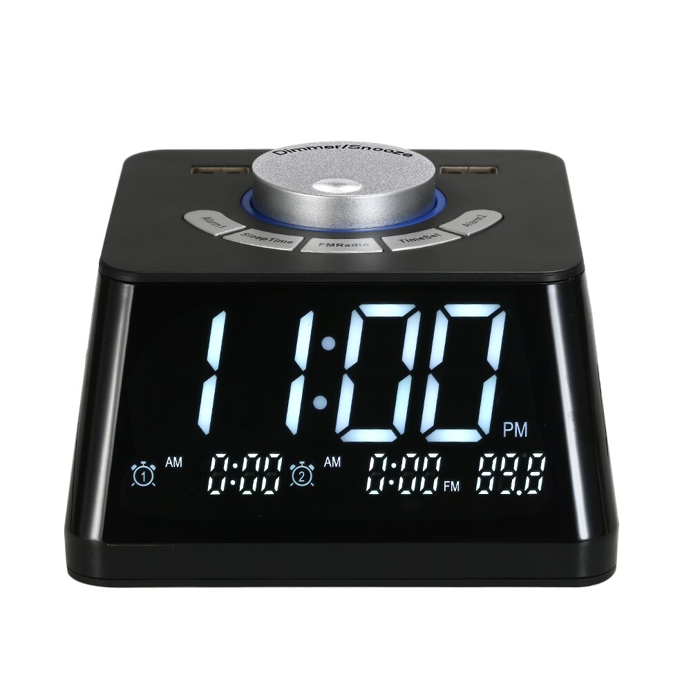 USB/Battery Alarm Clocks Adjustable Volume Display Temperature Dimmer Dual Alarm Digital Clock With FM Radio Table Clock