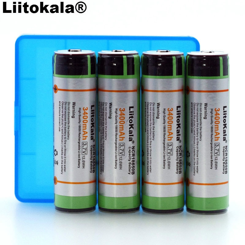 4Pcs Liitokala Beschermen Originele 18650 NCR18650B 3400Mah Oplaadbare Li-Ion Batterij Met Pcb 3.7V Batterijen + opbergdoos