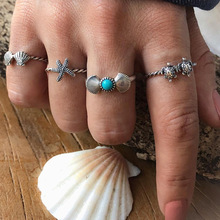 4 stuks Bohemian Shell Schildpad Vinger Ring Set Charm Starfish Zilveren Joint Knuckle Rings Vrouwen Sieraden Accessoires