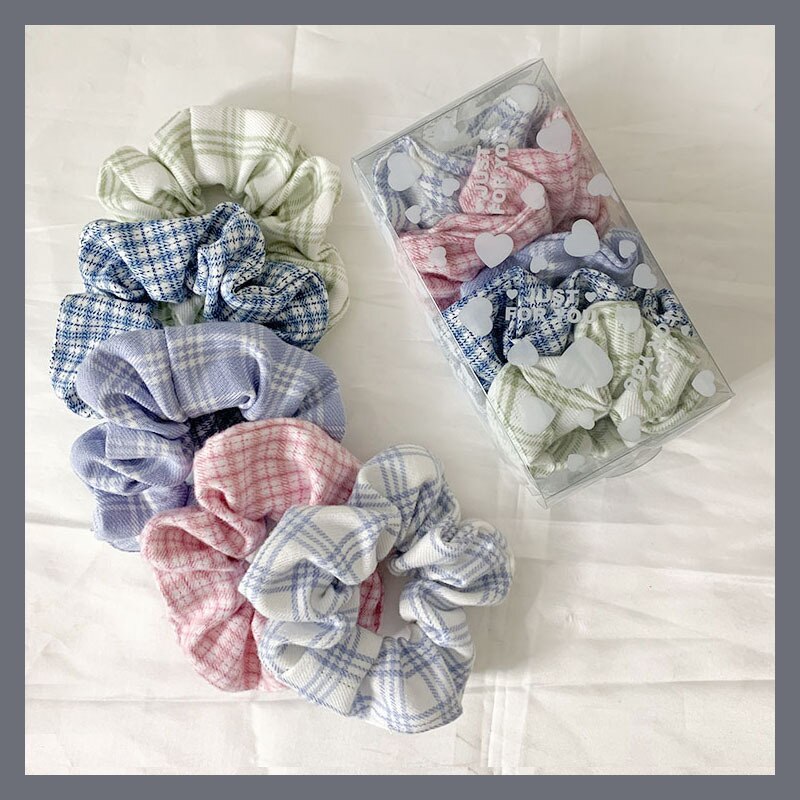 5PCS/Set Plaid Scrunchies Elastic Rubber Hair Tie Bands Women Headband Girl Hairband Female Hair Accessories Ponytail Holders: 1