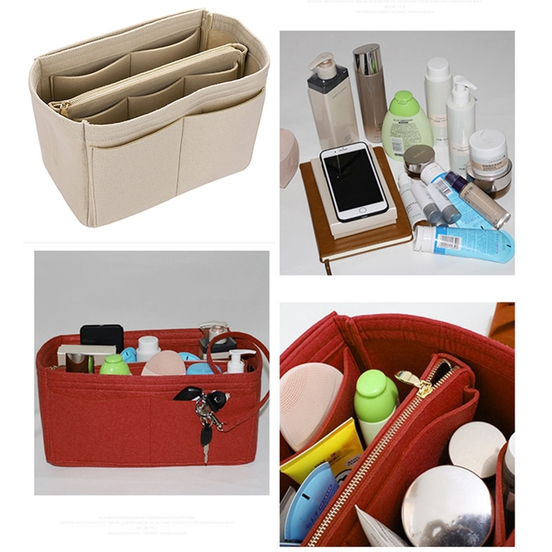 Sac de maquillage étuis à cosmétiques feutre sac organisateur insérer sacs à cosmétiques étui de maquillage voyage trousse de toilette sacs à main organisateur
