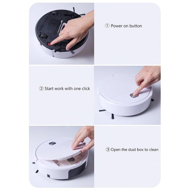 Robot aspirador con succión de 1800Pa, 100 min de duración, silencioso, Delgado, Ideal para pelo de mascotas, alfombras, suelos duros (blanco)