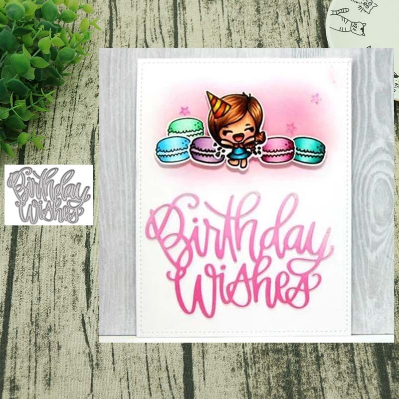 Verjaardag Wish Brief Metalen Stansmessen Scrapbooking Achtergrond Craft Card Making Rechthoekige Patroon