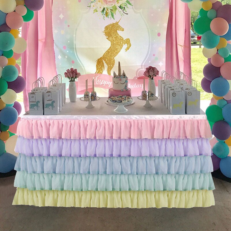 Tulle bord nederdel tutu bord nederdele bordservice baby shower fødselsdagsfest dekorationer banket bryllup hjem fest forsyninger  zm730: 275 x 77cm / B