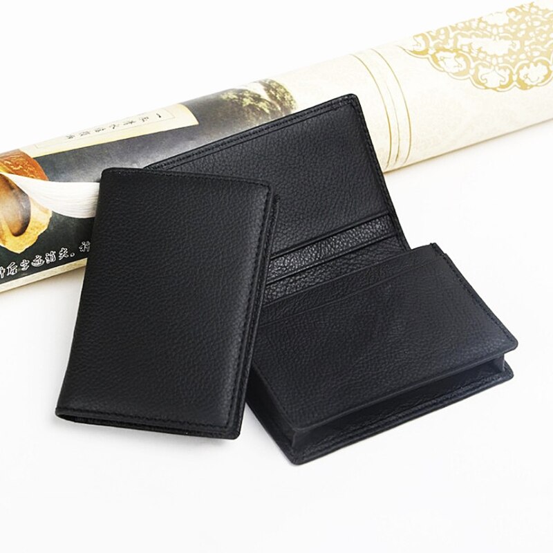 Men Black Leather Expandable Credit Card ID Business Cards Holder Wallet Case U4LF