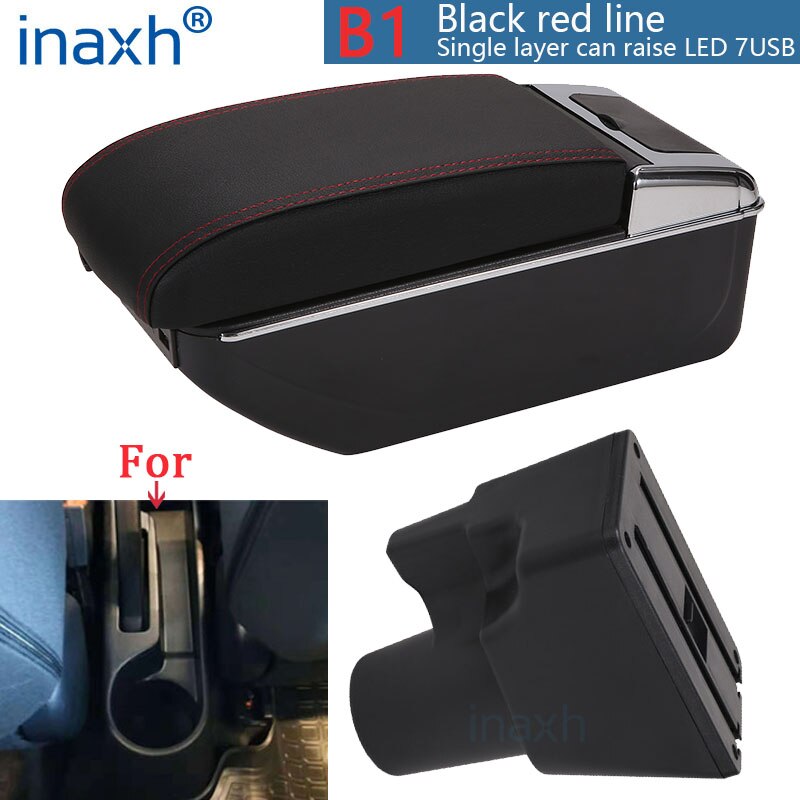 For Kia Picanto Armrest Box Picanto 3X-Line interior Retrofit parts car accessories Storage box car armrest No punching: B1 Black red 7USB