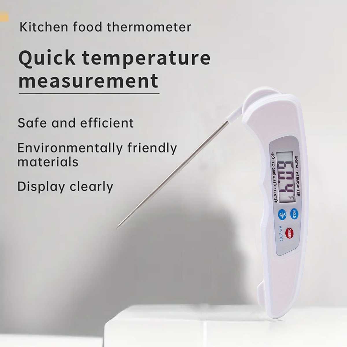 Foldable Instant Read Meat Thermometer Magnetic Stainless Steel Kitchen Food Probe Water Cooking BBQ Digital Meat Thermometer