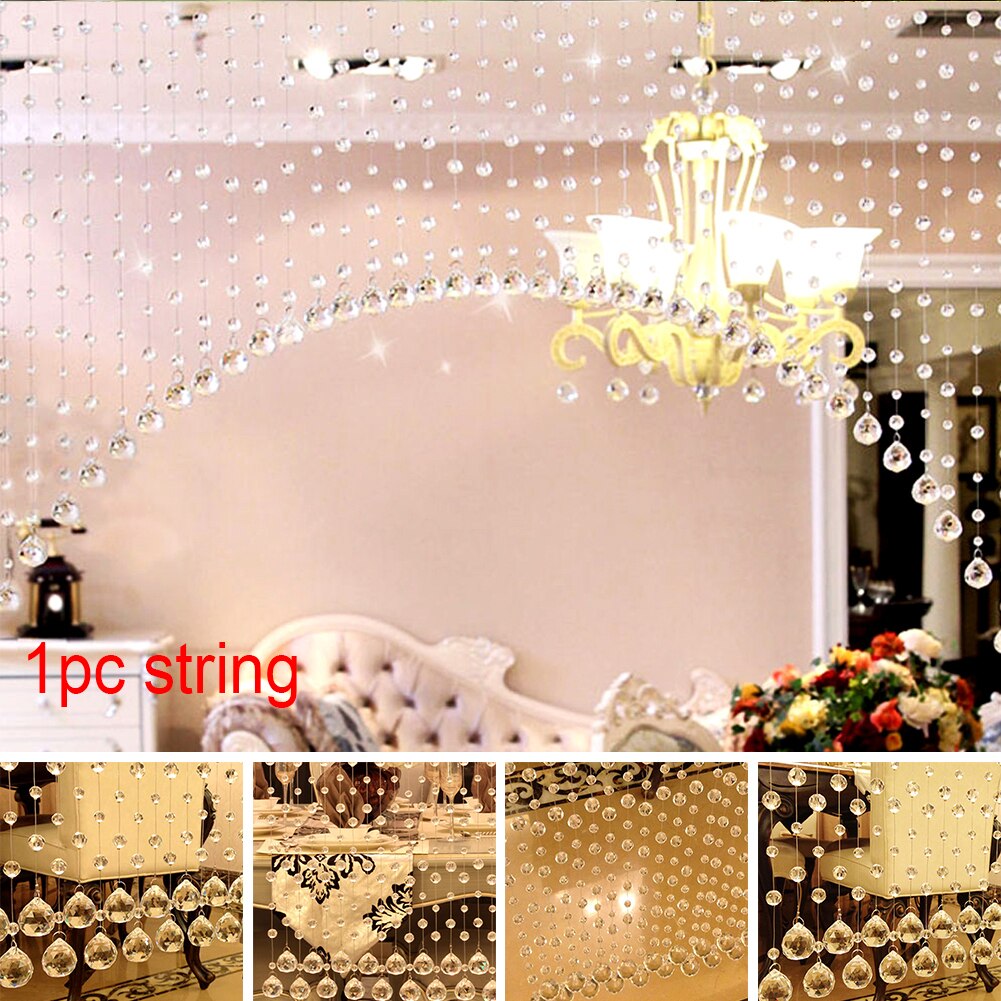 1m/string Home Use Wedding Hotel Backdrop Portable Restaurant Hanging Decoration Crystal Curtain Bead Bedroom For DIY Wall
