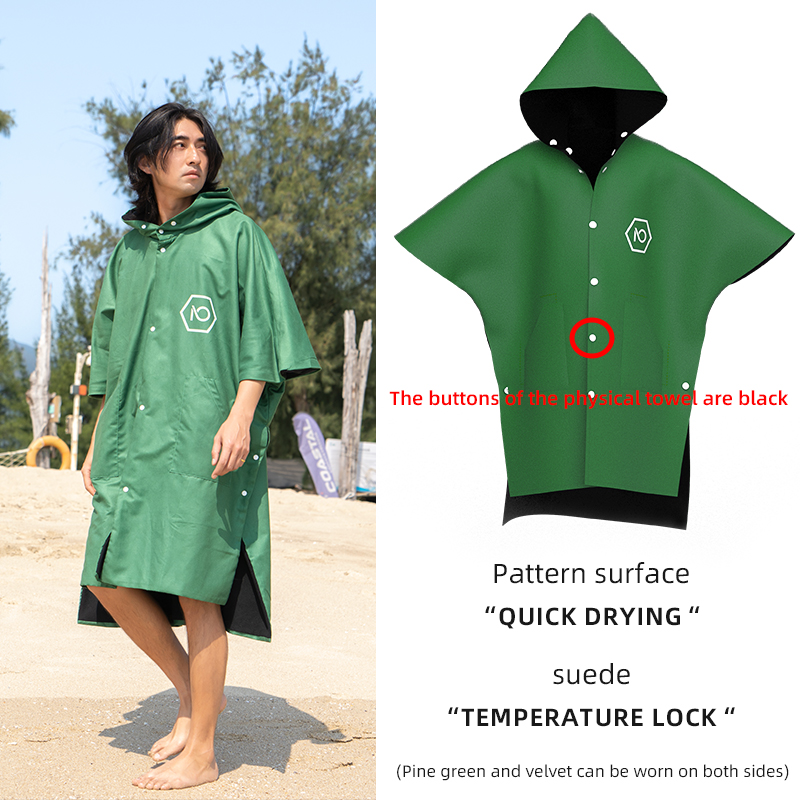 Nu-June Surfponcho Fleece gevoerd Herfst Winter Strandlaken Mantel Warme badjas Winddicht met capuchon voor strand Hete lente: Roze
