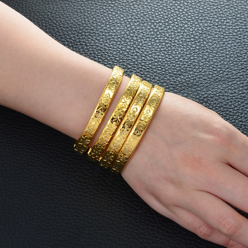 Anniyo Hawaiian Flower Bangle bracciale Color oro bracciale Bangle Kiribati Chuuk micronsia Marshallese braccialetti donna ragazze #072104