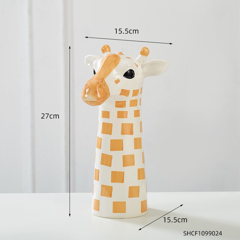 Kreatywna żyrafa ceramiczna doniczka na kwiaty zwierząt rzeźba wazon gospodarstwa domowego nowoczesne dekoracje do domu salon sypialnia dekoracja na biurko prezenty: Giraffe-27cm