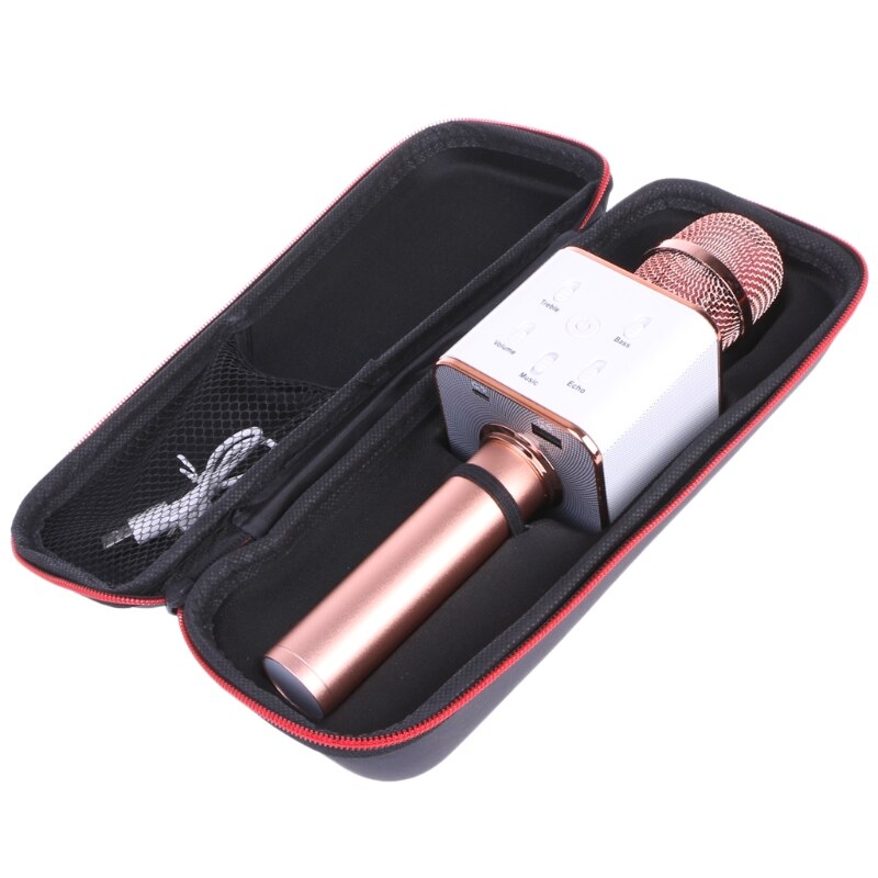 Wireless Karaoke Microphone Bluetooth Speaker Track Surround Sound Voice Q7: Rose Gold