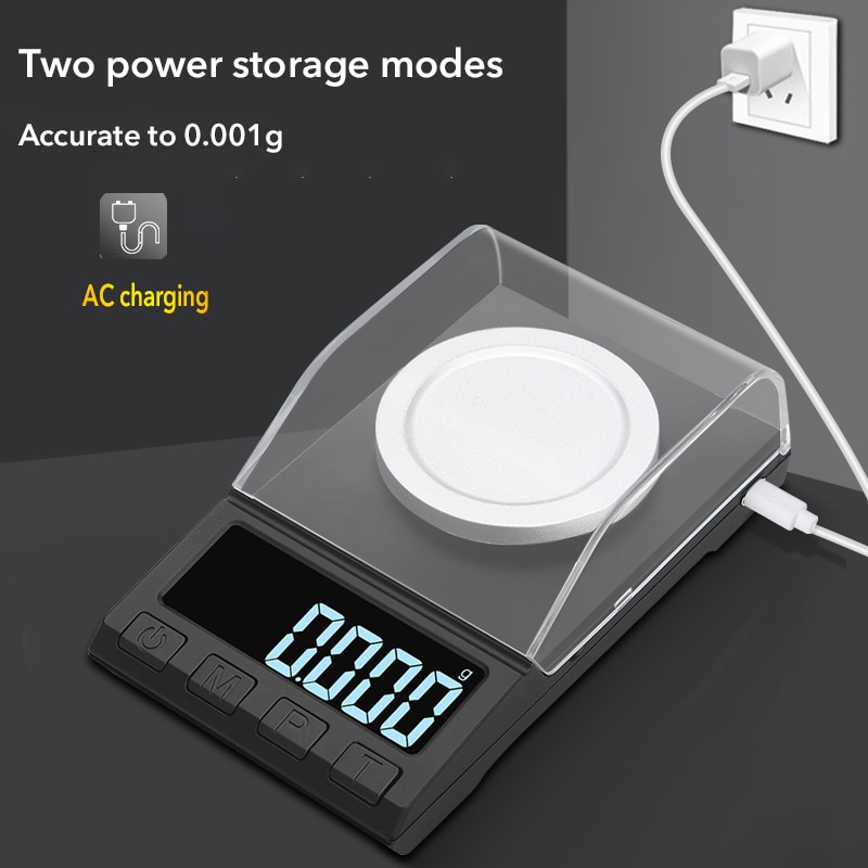 Balance électronique de pesage de bijoux de haute précision d'usb chargeant le Scale10/20/50/100g 0.001g avec la plate-forme de pondération