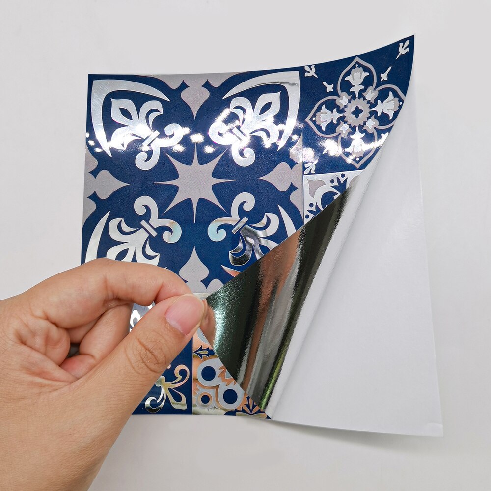 12Pcs Marokkaanse Metalen Wind Knipperende Tegel Stickers Mozaïek Keuken Badkamer Waterdichte Zelfklevende Muurstickers Home Decoratie