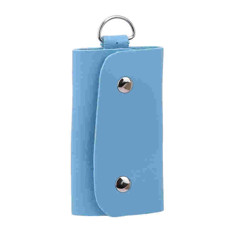 Pochette à clés en cuir PU pour hommes et femmes, organiseur de porte-clés clés, portefeuille à la , solide, porte-clé de voiture, porte-clé de ménagère: Blue