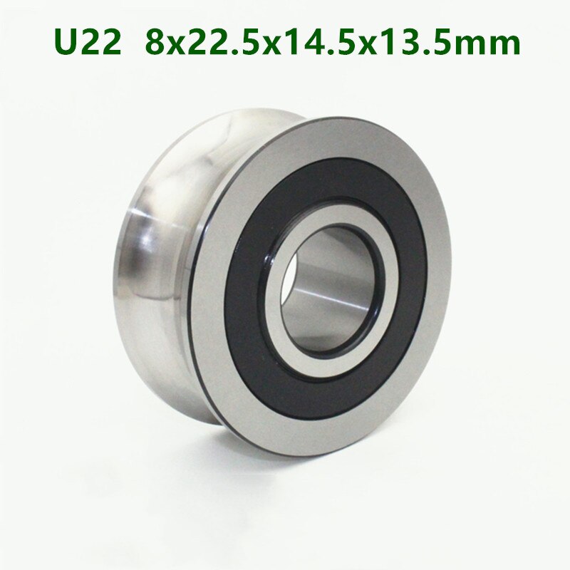 10pcs U22 U groove bearing pulley roller wheel steel ball bearings 8*22.5*14.5*13.5 mm Traces Walking Guide Rail bearing